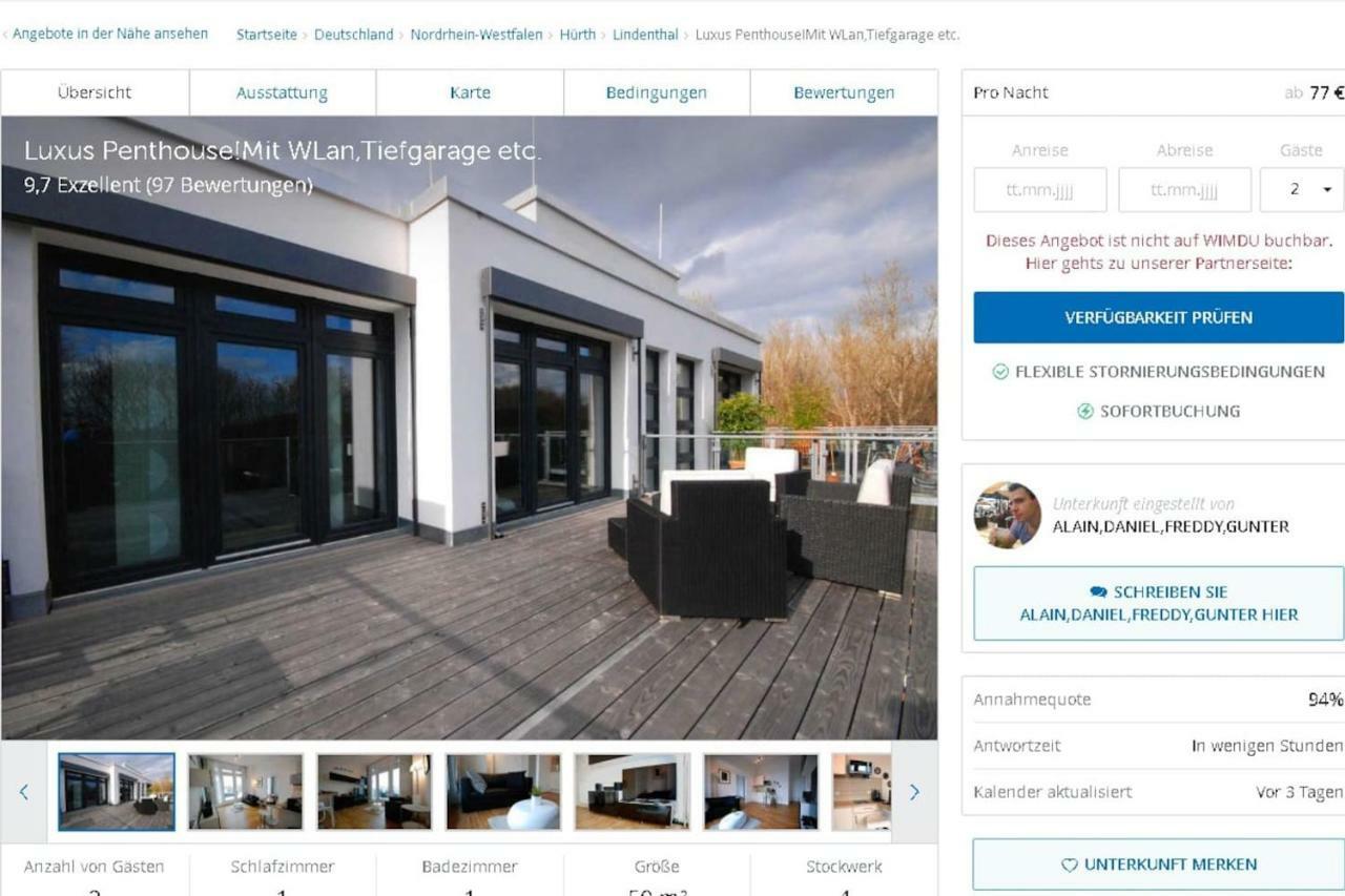 Exklusives Penthouse! Mit Wlan, Tiefgarage, 2 Fernseher Etc. * Cologne